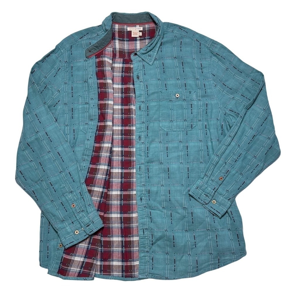 Carbon2Cobalt Plaid Shirt Mens XL Blue Long Sleeve Button Up Lined